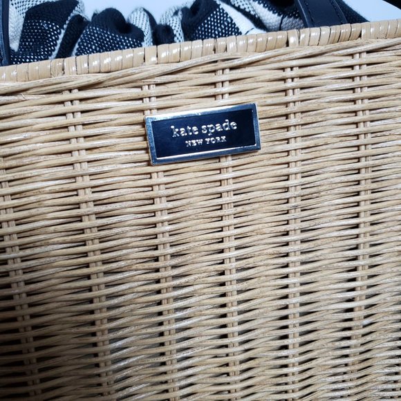 Kate Spade Sam Gingham Wicker Satchel - Picture 5 of 8